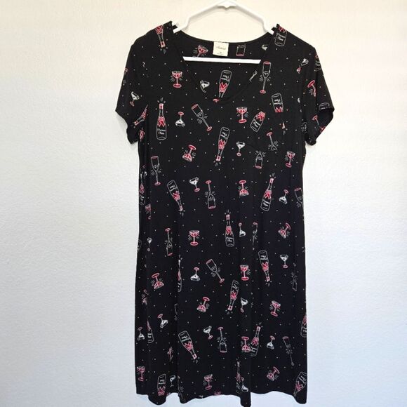 Soma | Prosecco Please Sleep Dress Wine Drink Cozy Loungewear, Womens Medium - Picture 1 of 6
